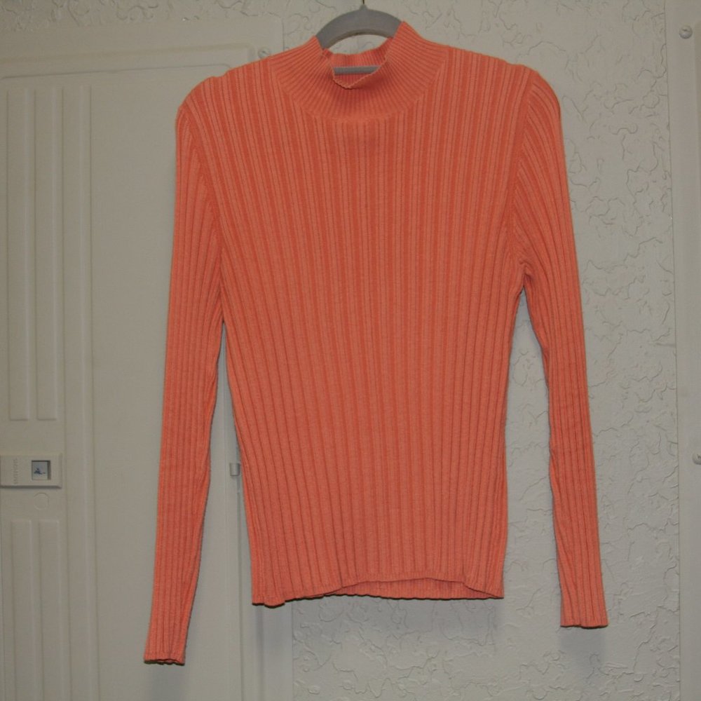 Lightweight soft apricot turtleneck sweater